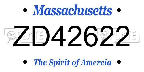 ZD42622 Massachusetts License Plate