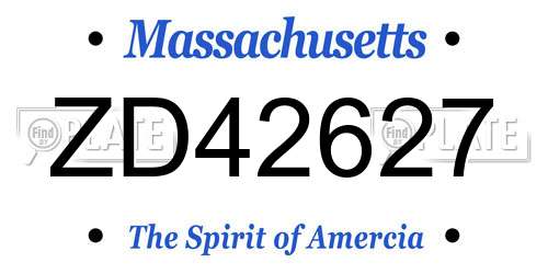 ZD42627 Massachusetts License Plate