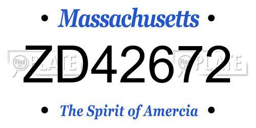 ZD42672 Massachusetts License Plate
