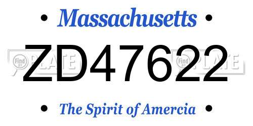 ZD47622 Massachusetts License Plate