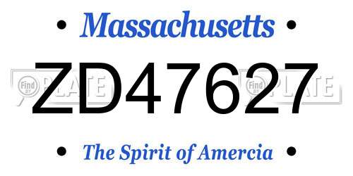 ZD47627 Massachusetts License Plate