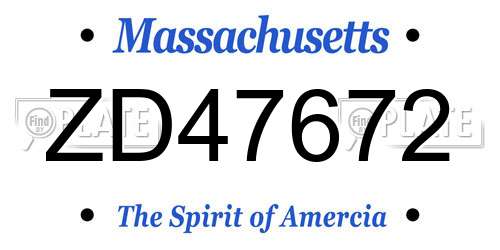 ZD47672 Massachusetts License Plate