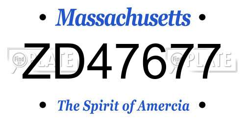 ZD47677 Massachusetts License Plate