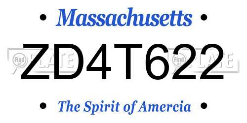 ZD4T622 Massachusetts License Plate