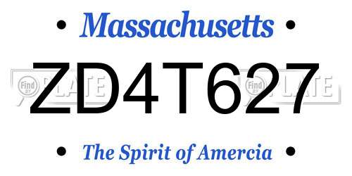 ZD4T627 Massachusetts License Plate
