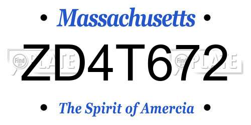 ZD4T672 Massachusetts License Plate