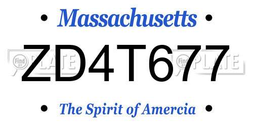 ZD4T677 Massachusetts License Plate