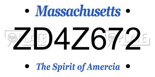 ZD4Z672 Massachusetts License Plate