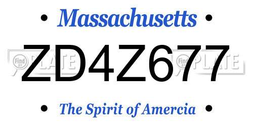 ZD4Z677 Massachusetts License Plate