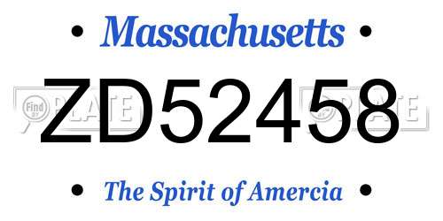 ZD52458 Massachusetts License Plate