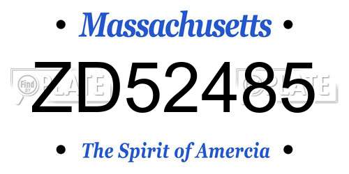 ZD52485 Massachusetts License Plate
