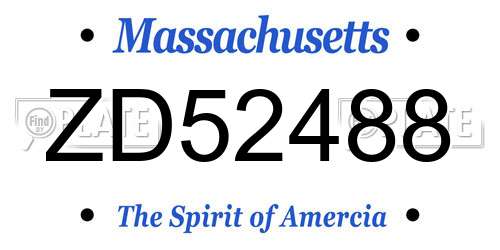 ZD52488 Massachusetts License Plate