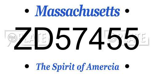 ZD57455 Massachusetts License Plate