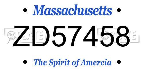 ZD57458 Massachusetts License Plate