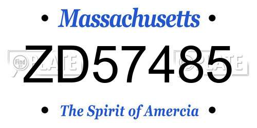 ZD57485 Massachusetts License Plate