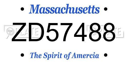 ZD57488 Massachusetts License Plate