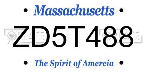 ZD5T488 Massachusetts License Plate