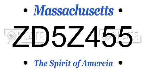 ZD5Z455 Massachusetts License Plate