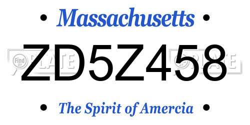 ZD5Z458 Massachusetts License Plate