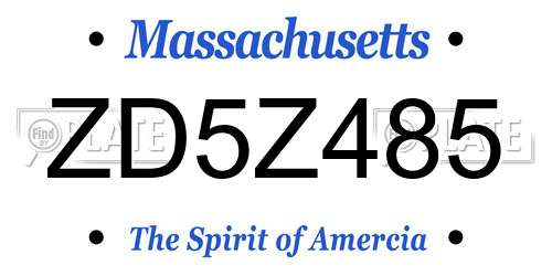 ZD5Z485 Massachusetts License Plate