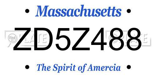 ZD5Z488 Massachusetts License Plate