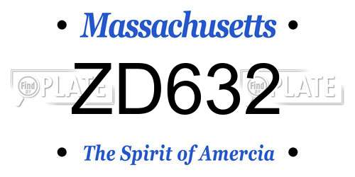 ZD632 Massachusetts License Plate