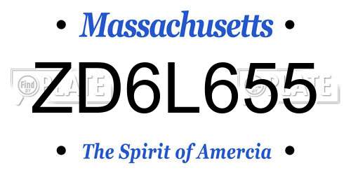ZD6L655 Massachusetts License Plate
