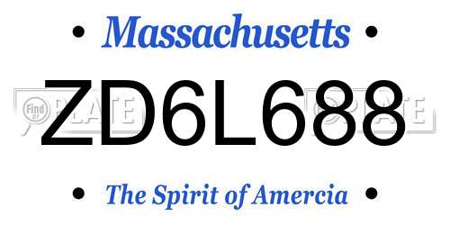 ZD6L688 Massachusetts License Plate