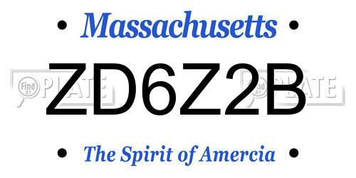 ZD6Z2B Massachusetts License Plate