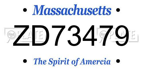 ZD73479 Massachusetts License Plate