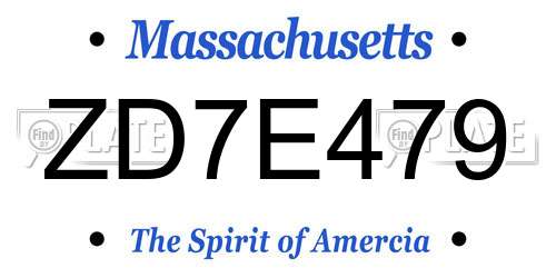 ZD7E479 Massachusetts License Plate