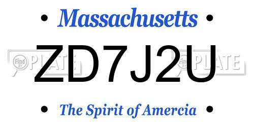 ZD7J2U Massachusetts License Plate