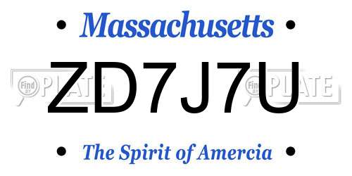 ZD7J7U Massachusetts License Plate
