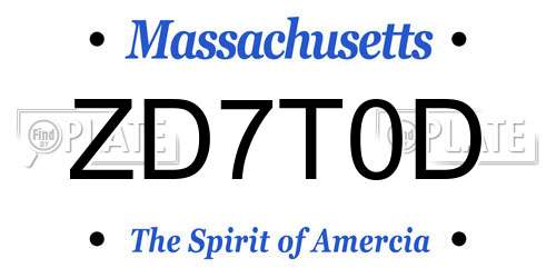 ZD7T0D Massachusetts License Plate