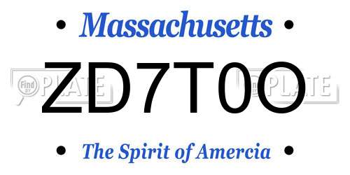 ZD7T0O Massachusetts License Plate