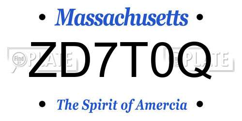 ZD7T0Q Massachusetts License Plate