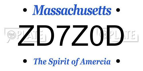 ZD7Z0D Massachusetts License Plate