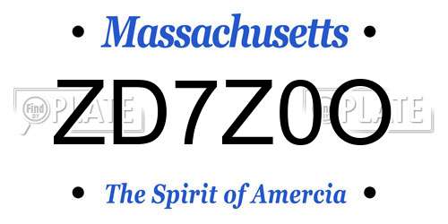 ZD7Z0O Massachusetts License Plate