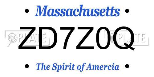 ZD7Z0Q Massachusetts License Plate