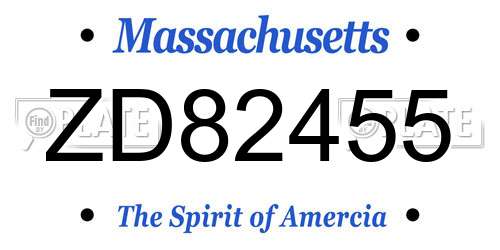 ZD82455 Massachusetts License Plate