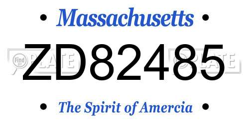 ZD82485 Massachusetts License Plate
