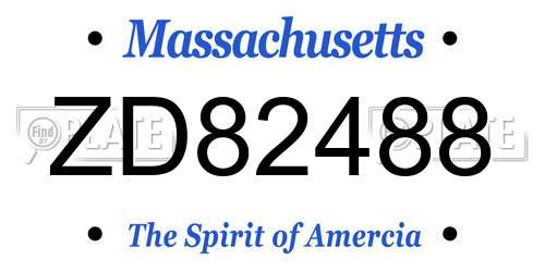 ZD82488 Massachusetts License Plate