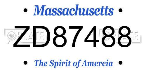 ZD87488 Massachusetts License Plate