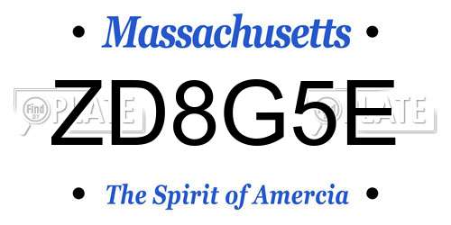ZD8G5E Massachusetts License Plate