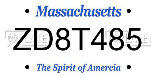 ZD8T485 Massachusetts License Plate