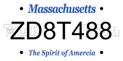 ZD8T488 Massachusetts License Plate