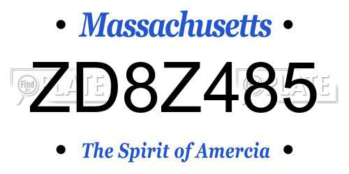 ZD8Z485 Massachusetts License Plate
