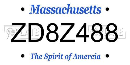 ZD8Z488 Massachusetts License Plate