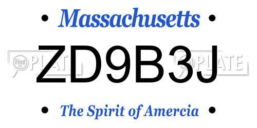 ZD9B3J Massachusetts License Plate