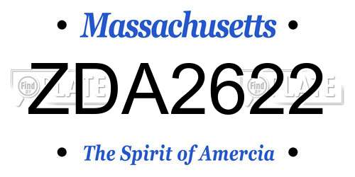 ZDA2622 Massachusetts License Plate